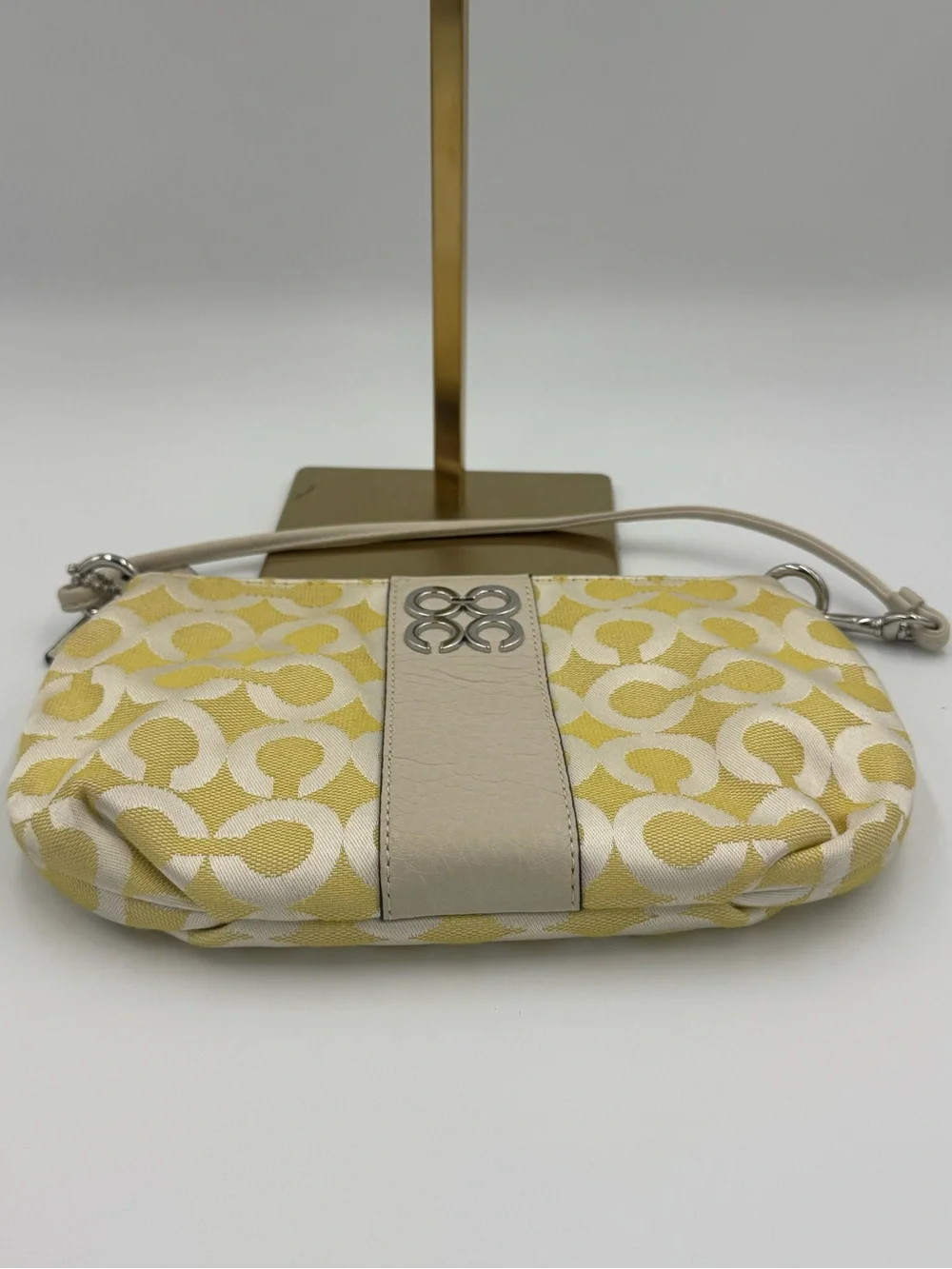 Coach XL Op Art Yellow and Chalk White / Cream Mini Shoulder Bag or Wristlet - Picture 7 of 9